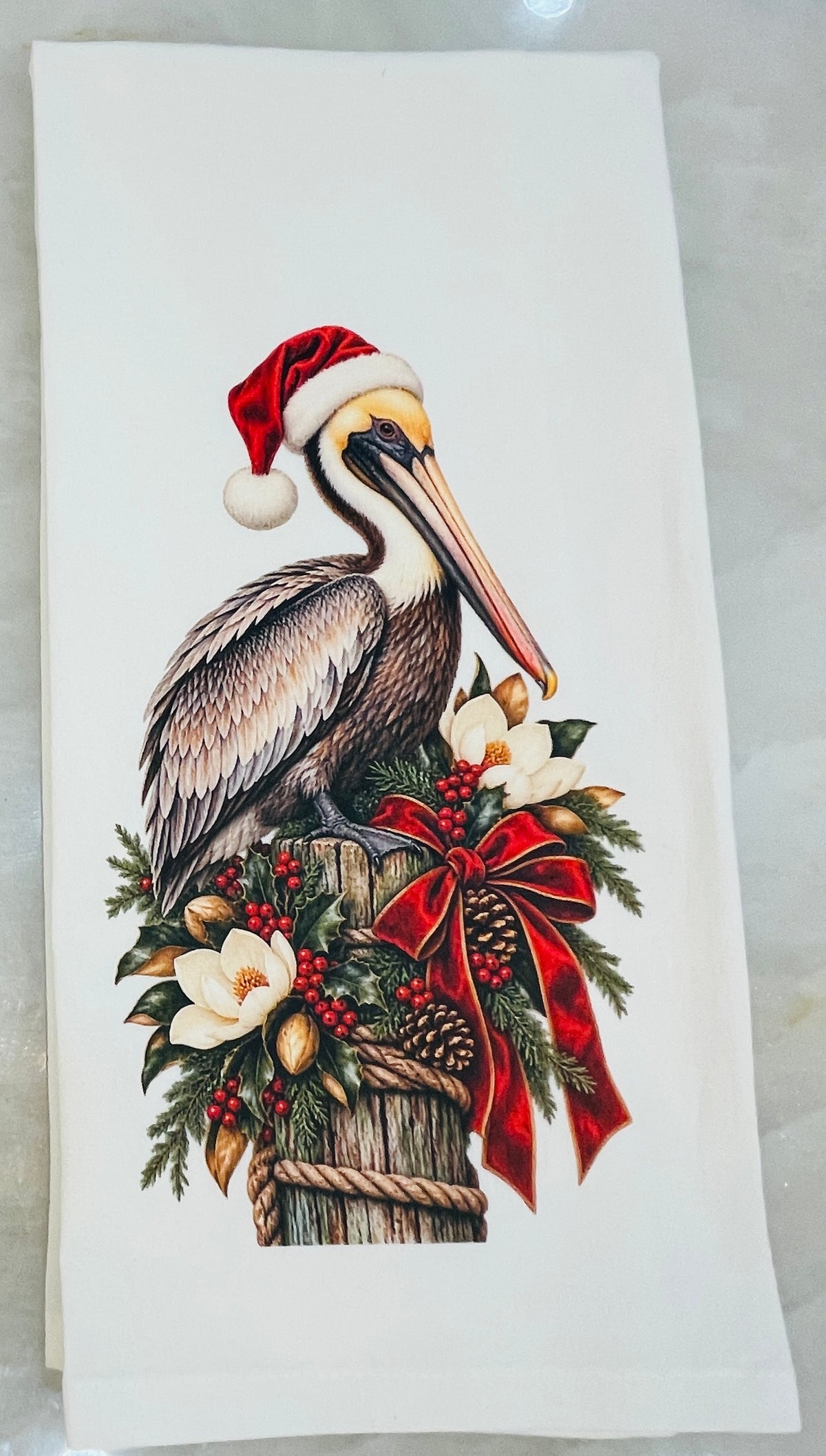 Christmas Pelican Tea Towel