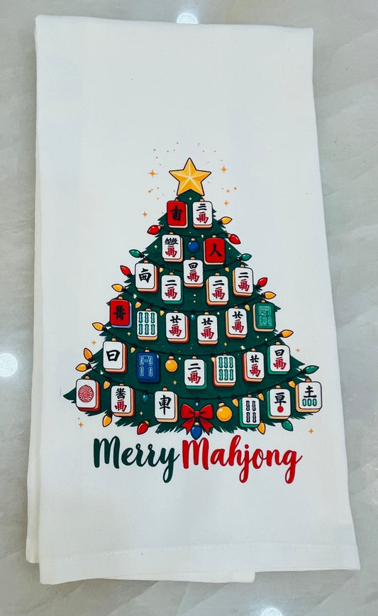 Merry Mahjong Tea Towel